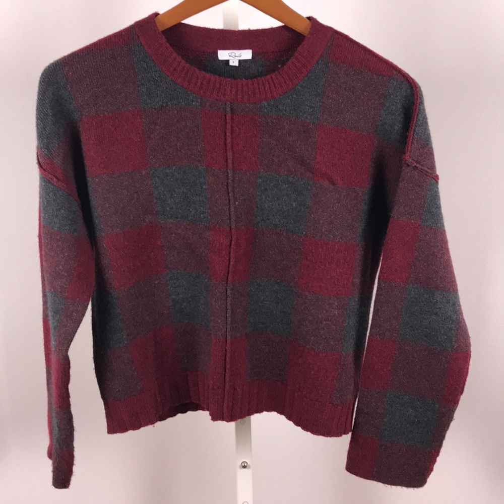 Rails Plaid Cashmere wool red gray sweater small